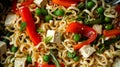 Colorful Asian Noodle Salad with Tofu and Fresh Vegetables