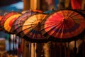 Colorful Asian Paper Umbrella Parasol. AI Generated