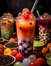 colorful assorted bubble tea