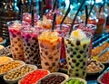 colorful assorted bubble tea