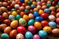 Colorful assorted easter eggs, festive celebration tradition, variety and diversity