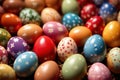 Colorful assorted easter eggs, festive celebration tradition, variety and diversity