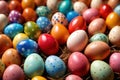 Colorful assorted easter eggs, festive celebration tradition, variety and diversity