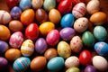 Colorful assorted easter eggs, festive celebration tradition, variety and diversity