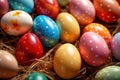 Colorful assorted easter eggs, festive celebration tradition, variety and diversity