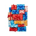 Colorful assorted gift boxes with elegant ribbons Royalty Free Stock Photo