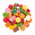 Colorful Assorted Gumdrop Candy Piled on White Background High Angle Close Up Royalty Free Stock Photo