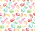 Colorful assorted macaroon seamless pattern.