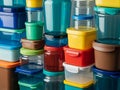 Colorful assorted plastic containers Royalty Free Stock Photo