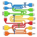 Colorful Assorted USB Cables Tangled and Organized in Creative Design Royalty Free Stock Photo