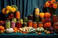 colorful assortment of canned autumn vegetables