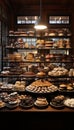 Colorful Assortment of Delicious Candies and Sweet Treats on Display at the Store Counter. Vertical