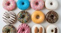 Colorful Assortment of Delicious Donuts on White Background Royalty Free Stock Photo