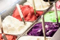 Colorful assortment of flavored ice cream Royalty Free Stock Photo