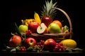 Colorful fruit basket full of fresh fruits Royalty Free Stock Photo