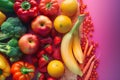 Colorful Assortment of Fresh Fruits and Vegetables, Healthy Eating Concept Royalty Free Stock Photo