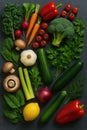 Colorful Assortment of Fresh Organic Vegetables on Dark Background Royalty Free Stock Photo