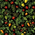 Colorful assortment of fresh vegetables and herbs on a black background Royalty Free Stock Photo