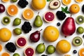 A colorful assortment of fruits and vegetables, including bananas, apples