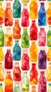 Colorful Assortment of Glass Bottles Filled with Various Refreshing Drinks Royalty Free Stock Photo