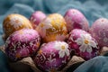 Colorful assortment Group of Easter eggs in vibrant hues