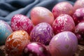 Colorful assortment Group of Easter eggs in vibrant hues