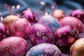 Colorful assortment Group of Easter eggs in vibrant hues