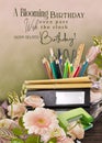 Belated Birthday Greeting Office Supplies Royalty Free Stock Photo