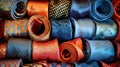 A colorful assortment of rolled silk ties in vibrant patterns and hues. Royalty Free Stock Photo