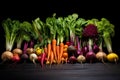 A colorful assortment of root vegetables
