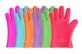 Colorful assortment of silicon kitchen gloves