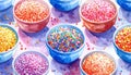 Colorful Assortment of Small Beads in Bowls Royalty Free Stock Photo