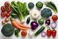 A colorful assortment of vegetables and fruits, including broccoli, carrots