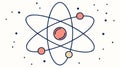 Colorful atom icon with its electron paths. A nuclear science graphic. vector design Generative AI Royalty Free Stock Photo