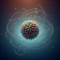 Colorful atomic structure on dark background Royalty Free Stock Photo