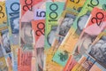 Colorful australian dollar banknotes close up on table Royalty Free Stock Photo