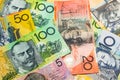 Colorful of Australian dollars background. Royalty Free Stock Photo