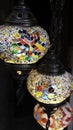 Colorful authentic and traditionally handmade lanterns, chandeliers or mosaic lamps selling