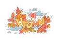 Colorful autumn doodle hand-drawn card Royalty Free Stock Photo