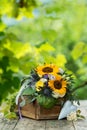 Colorful autumn flower bouquet with sun flowers Royalty Free Stock Photo