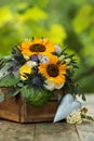 Colorful autumn flower bouquet with sun flowers Royalty Free Stock Photo