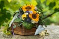 Colorful autumn flower bouquet with sun flowers Royalty Free Stock Photo