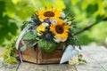 Colorful autumn flower bouquet with sun flowers Royalty Free Stock Photo