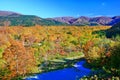 Colorful autumn landscape in Nyuto onsen hot spring resorts Royalty Free Stock Photo