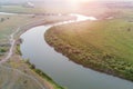 Colorful autumn landscape. Aerial photography of landscape in Western Siberia