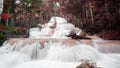 Colorful autumn landscape Beautiful waterfall amidst the rich and beautiful rainforest in Thailand, Lampang nature