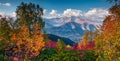 Colorful autumn landscape in the Caucasus mountains. Royalty Free Stock Photo