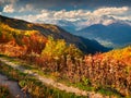 Colorful autumn landscape in the Caucasus mountains. Royalty Free Stock Photo