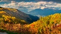 Colorful autumn landscape in the Caucasus mountains. Royalty Free Stock Photo