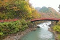 Autumn landscape of Historic Shinkyo bridge in Nikko, Japan